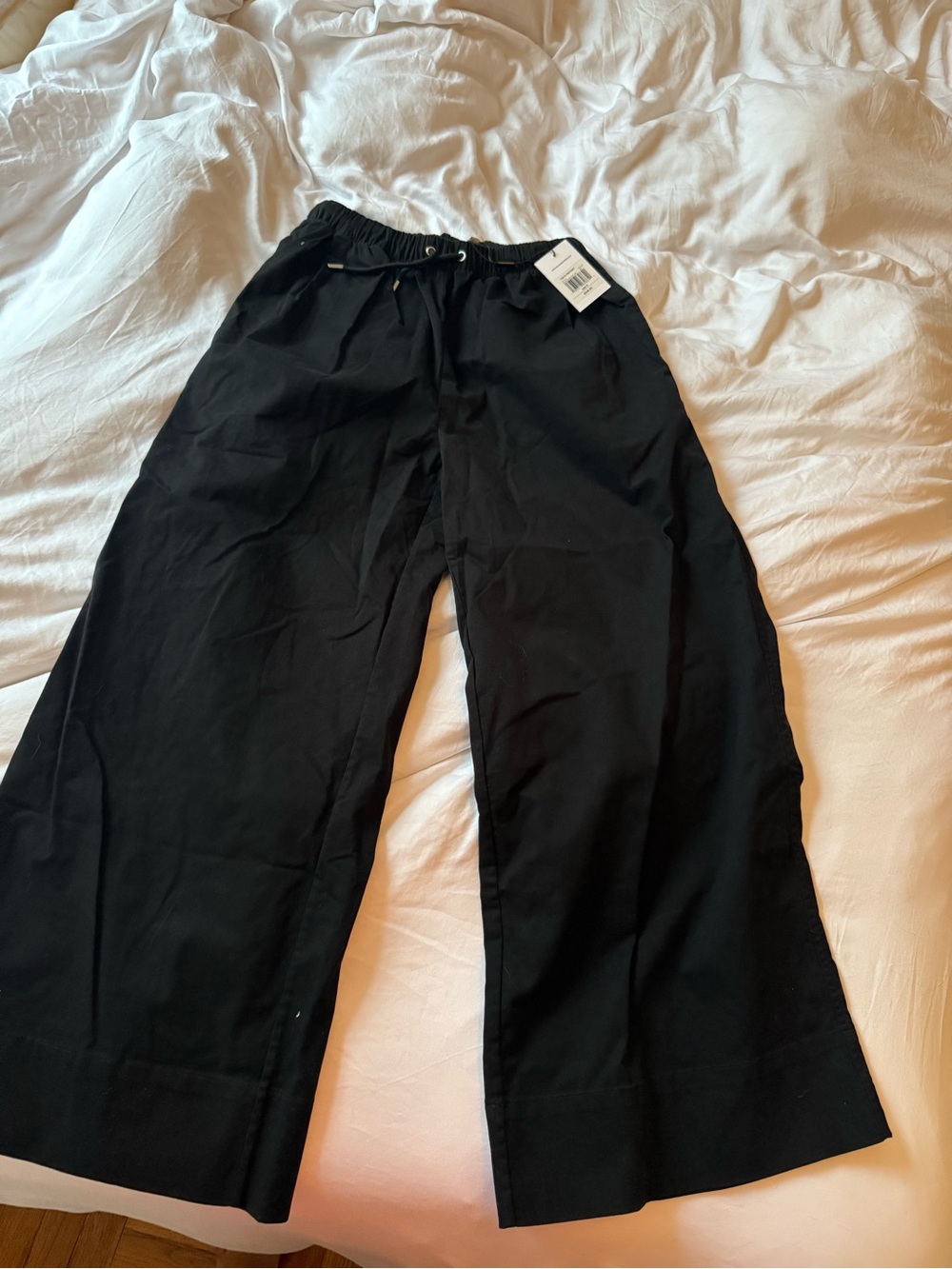 SOLID & STRIPED Black Wide-Leg Drawstring Chinos